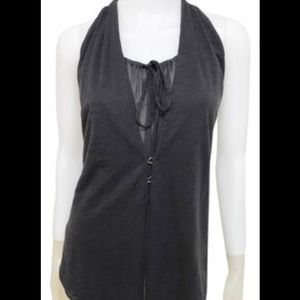 LaROK camisole top spaghetti straps ink silk chiffon handkerchief hem