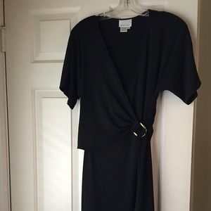 Black faux wrap dress-12P