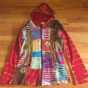 Boho hippie hooded sweater xxl