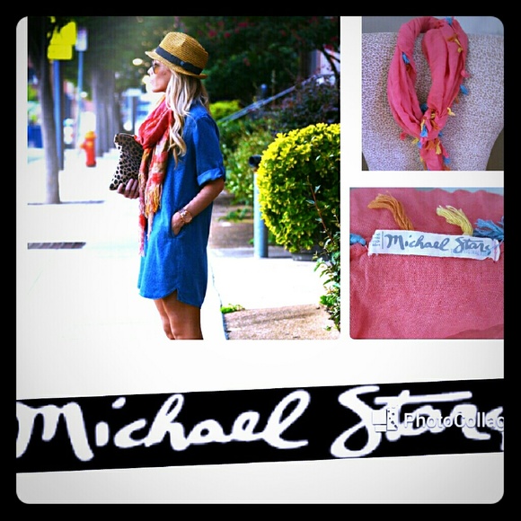 NWOTMichael Stars Coral Scarf Breathable Cotton OS