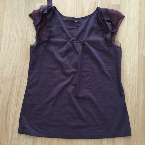 NWOT Gap Purple Cap Sleeve Shirt Tulle L