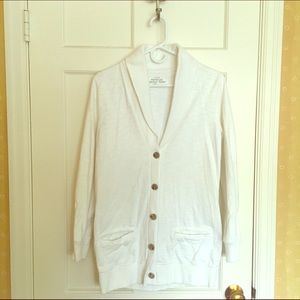 J. Crew White Rumpled French Terry Shawl Cardigan