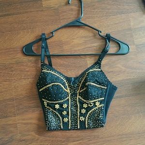 Womens black sparkled bustier.