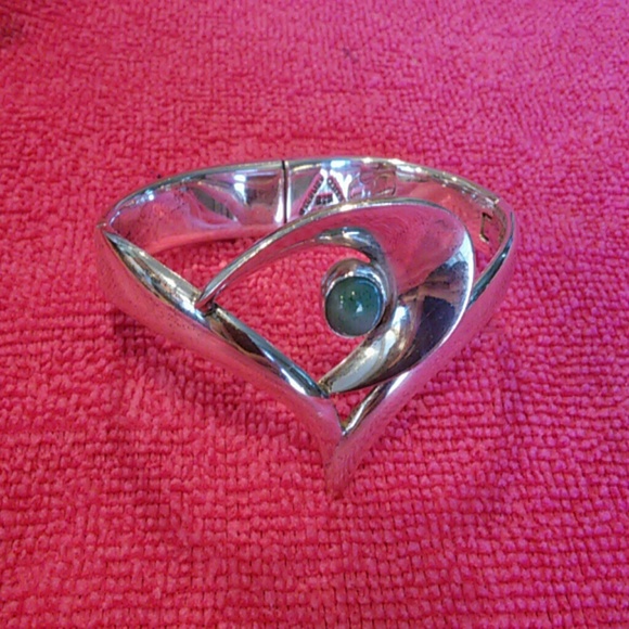 Sterling Silver and jade cuff