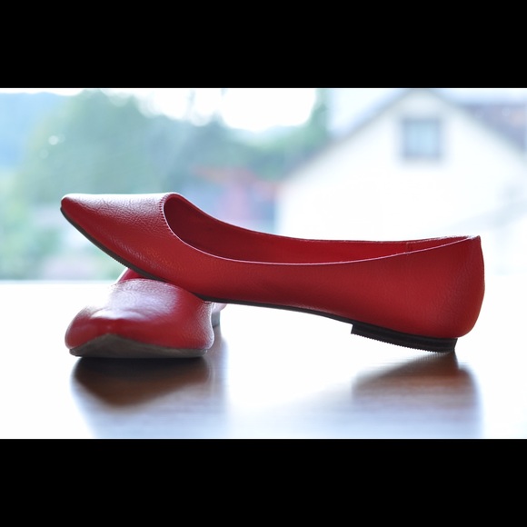 Red Flats with a Pointed Toe