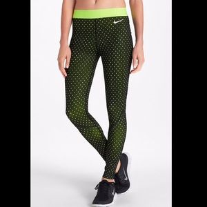 Nike Leggings- Green/Black Polka Dot
