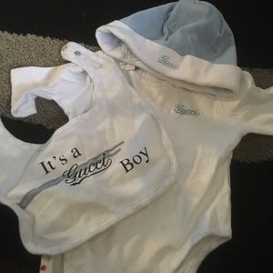 Baby boy Gucci Bib shirt and hat *****Authentic***