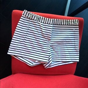 Zara striped white and navy blue shorts