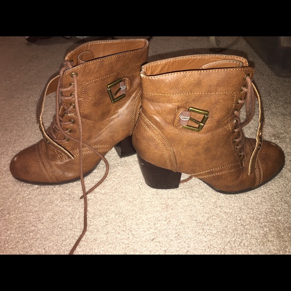 Brown heeled booties