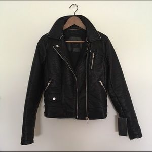 Zara Faux Leather Jacket w/ Detachable Fur Collar