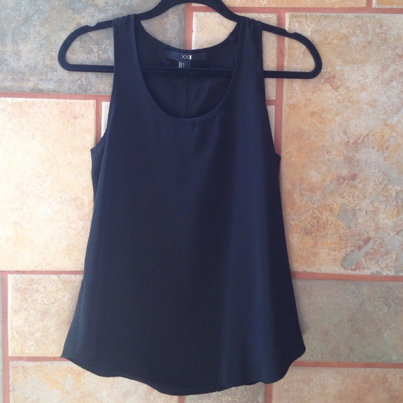 Silky Black Top with Zipper in Back