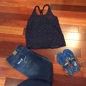⚡SALE⚡️Navy Blue Lace Tank