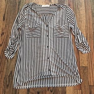 Three quarter sleeve stripe blouse