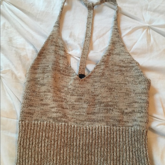 Tan knit crop top
