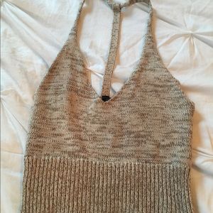 Tan knit crop top