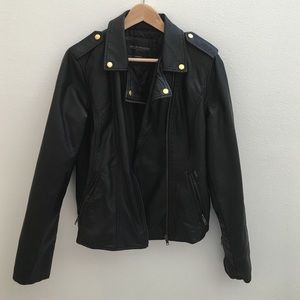 Obey faux leather jacket with gold detailing