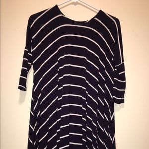 Blue and white stripped shift dress