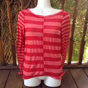 Anthropologie Red Striped Long sleeve top