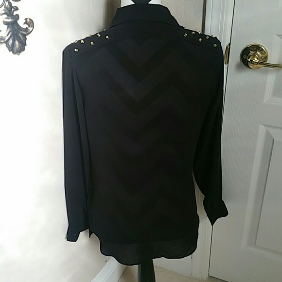 SALE! Forever 21 Brass Studded Sheer Top NWOT - Picture 3 of 3