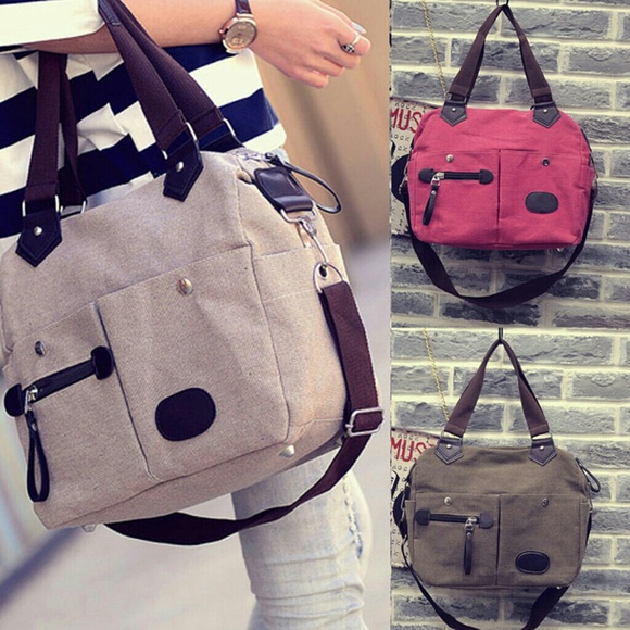 Women canvas satchel bag crossbody tote handbag