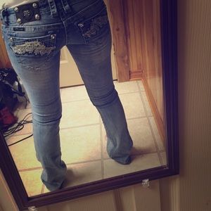 Miss me lighter wash winged pockets