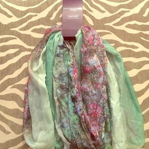 NWT Silky shades of green and floral scarf