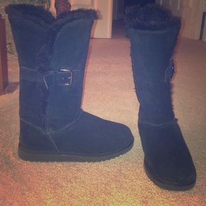 Black Suede and Fuzzy Boots