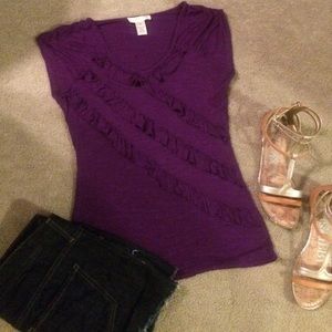 Kenar purple ruffle front tee