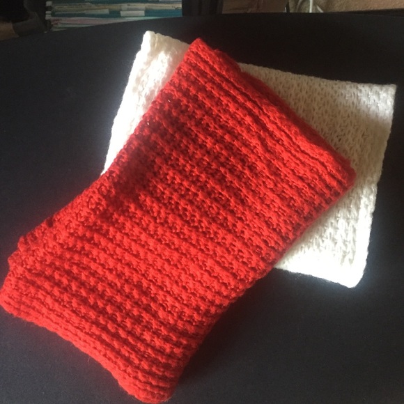 IVORY & RED-ORANGE infinity scarves