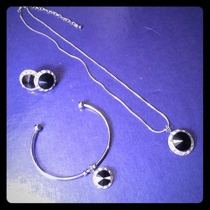 Swarovski black crystal necklace,bracelet,&earring