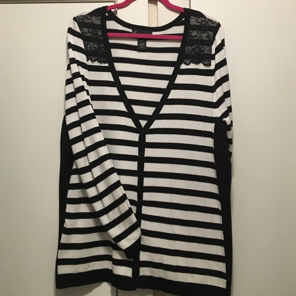 Stripe and Lace cardigan