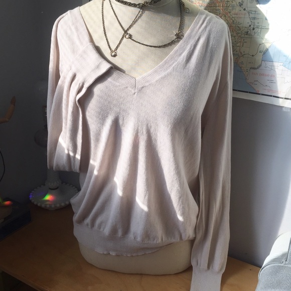 Alexander Wang Cotton V Neck Beige Sweater