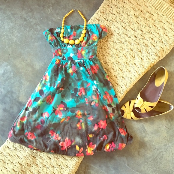 American Rag (Macy's) tropical strapless dress!