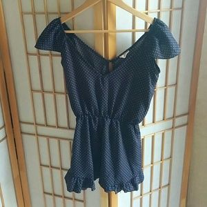 Pins and Needles Navy Blue Polka Dot Romper XS