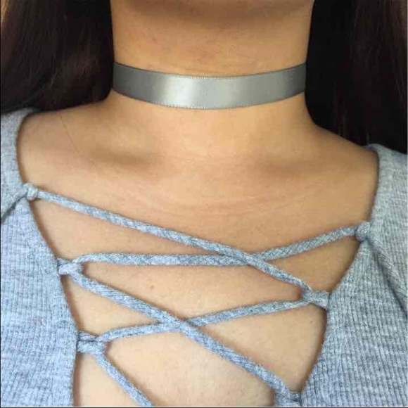 Grey Satin Choker