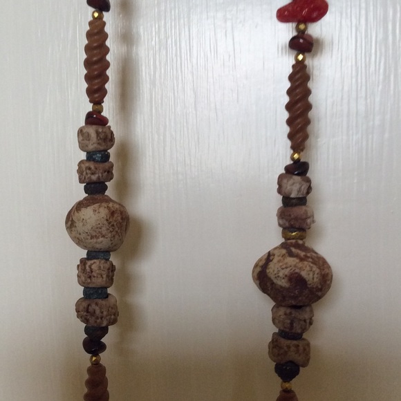 Tribal Boho Bone & Beads Necklace - Picture 2 of 4