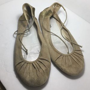 Repetto Demeter Ballet Flat Ankle Tie Tan w/ Gold