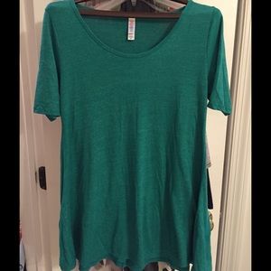 LuLaRoe Perfect Tee XS heathered green NWOT