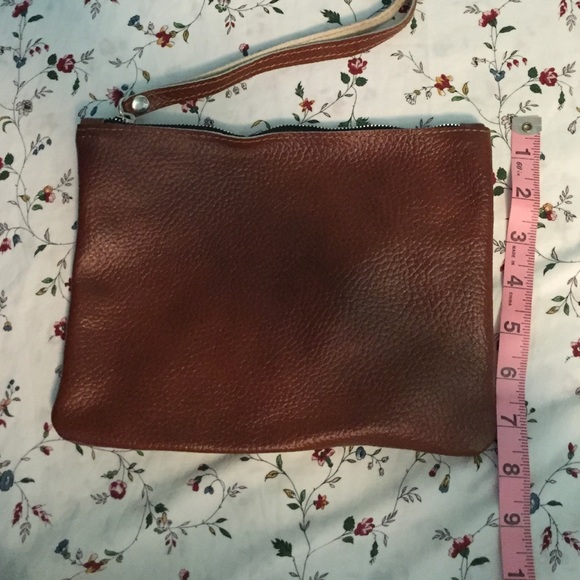 Brown leather wristlet