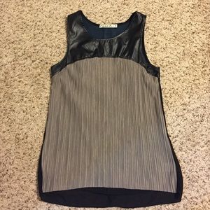 Boutique top black leather/chiffon bottom