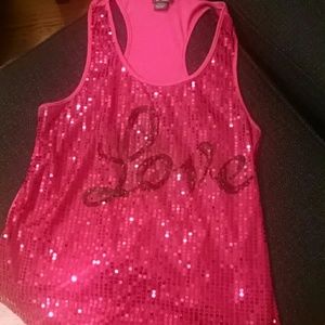 "Love" sequin Racerbank Tank