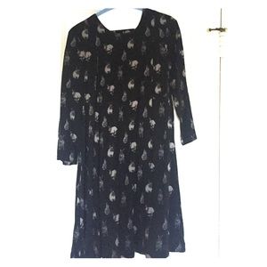 Black and Grey Bunny Print Dress