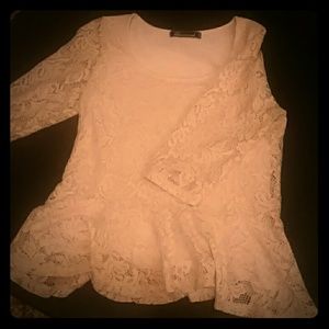 Lace peplum dressy blouse