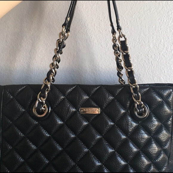 Kate Spade Black Leather Quilted Sierra Tote