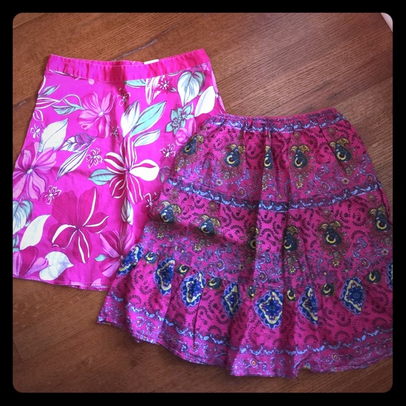 *5/$25* floral skirt & pink flowing skirt