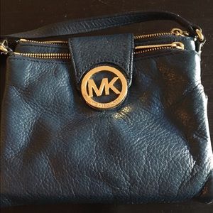 Dark blue MK cross body leather bag
