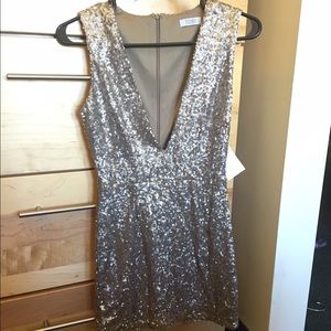 Sequin deep v neck