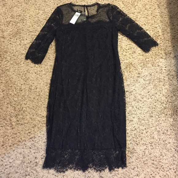 BCBG 3/4 sleeves black lace dress