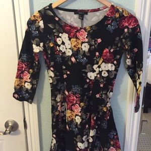 floral slimming black skater dress