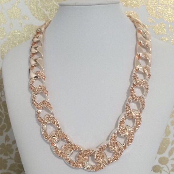 Champagne gold pave crystal necklace - Picture 2 of 4